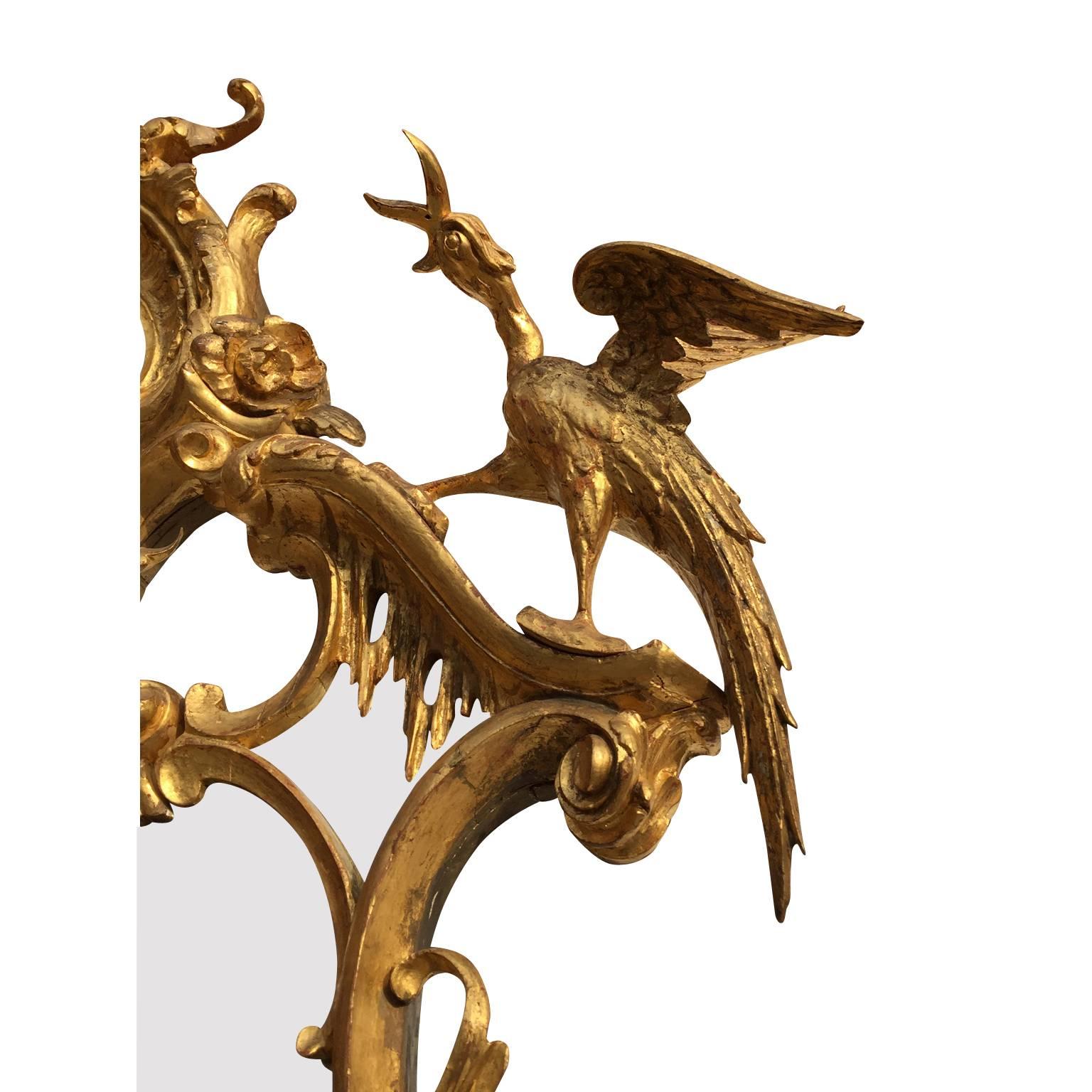 Fine 19th Century Chippendale Style Gilt Wood Carved Mirror after Thomas Johnson 4