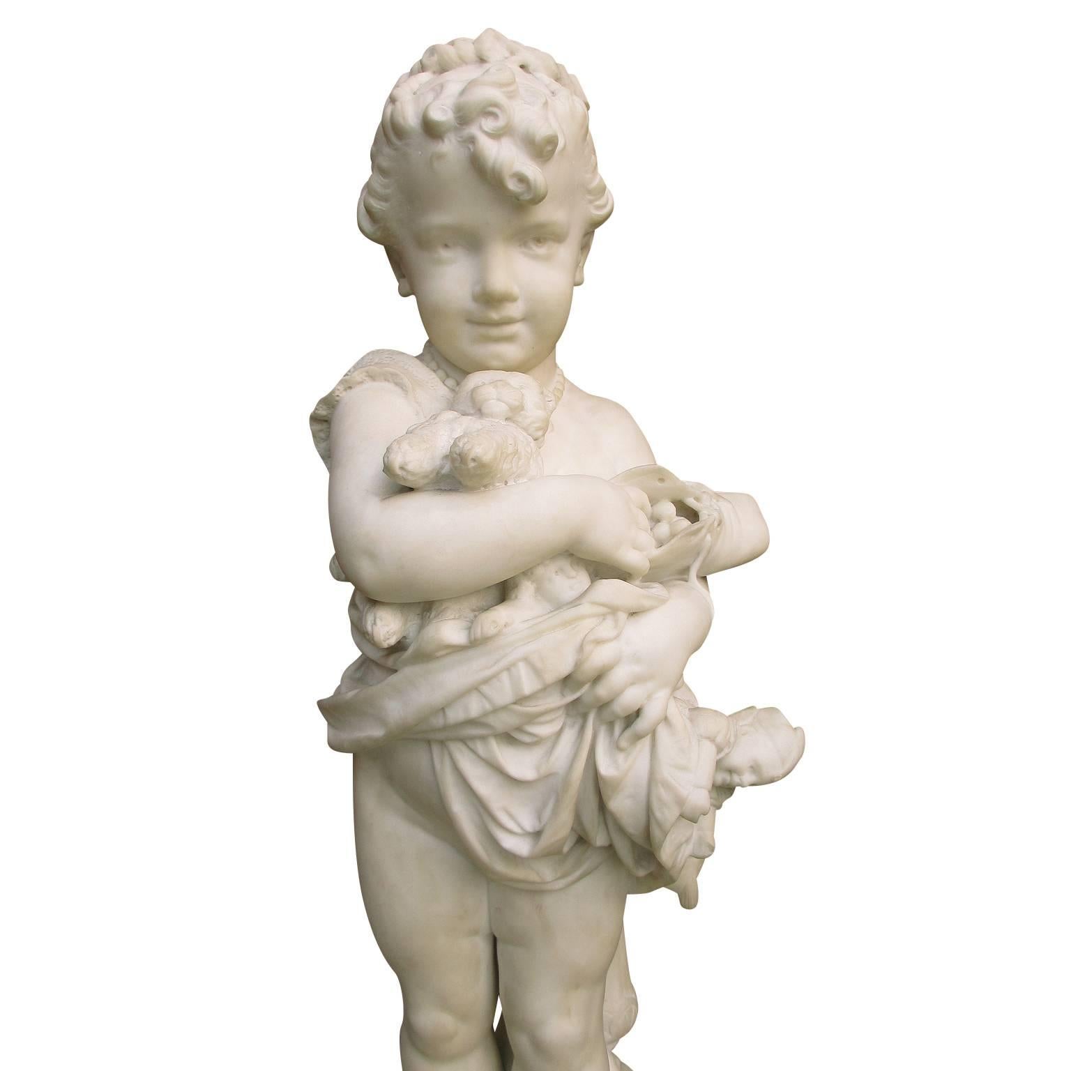 Jeanne itasse (French, 1867-1941) A very fine and charming white marble sculpture titled 