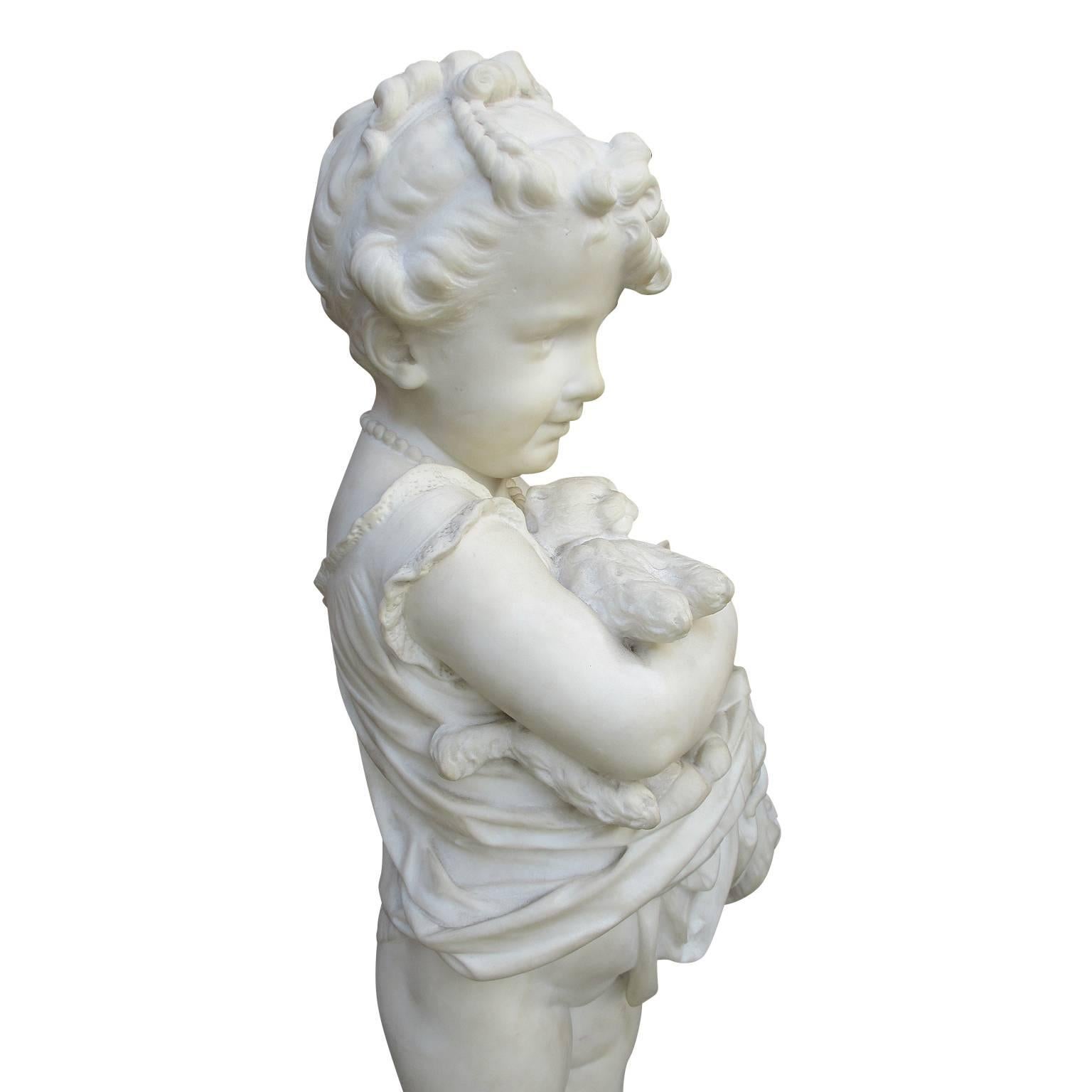 Siena Marble Jeanne Itasse Marble Sculpture of a Girl with Toys 
