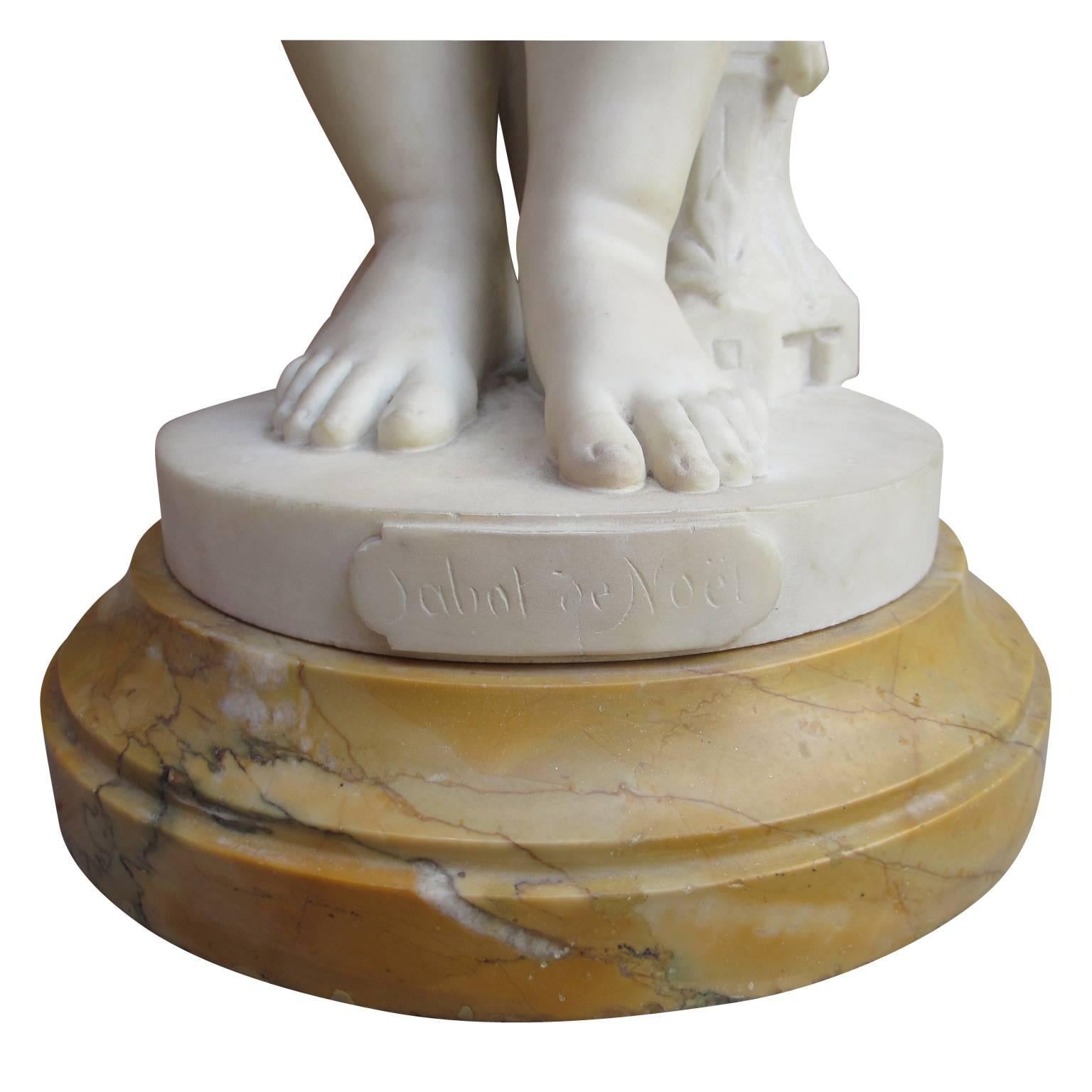 Jeanne Itasse Marble Sculpture of a Girl with Toys 