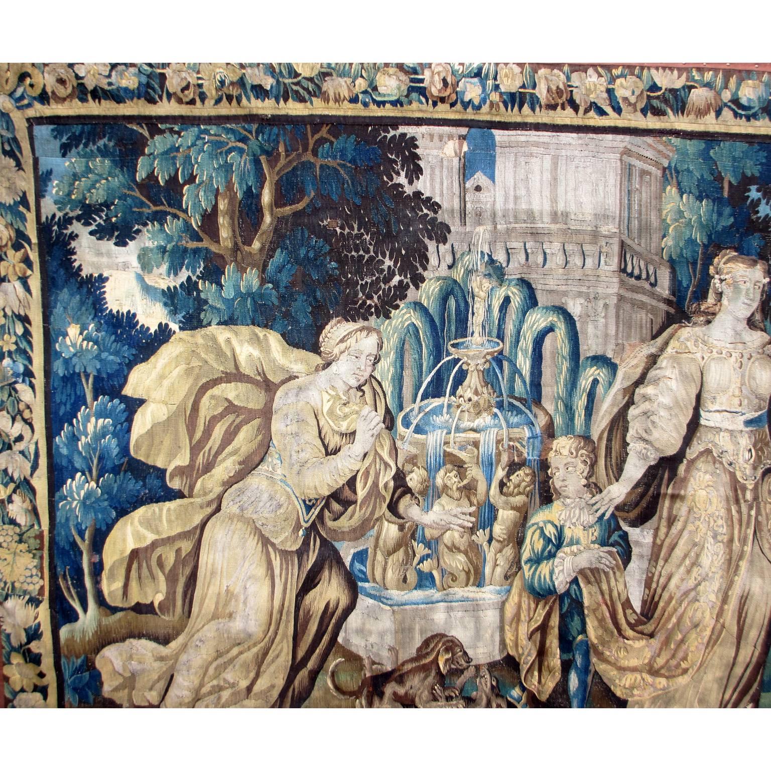 A fine and large flemish 17th-18th century Baroque figural tapestry 
