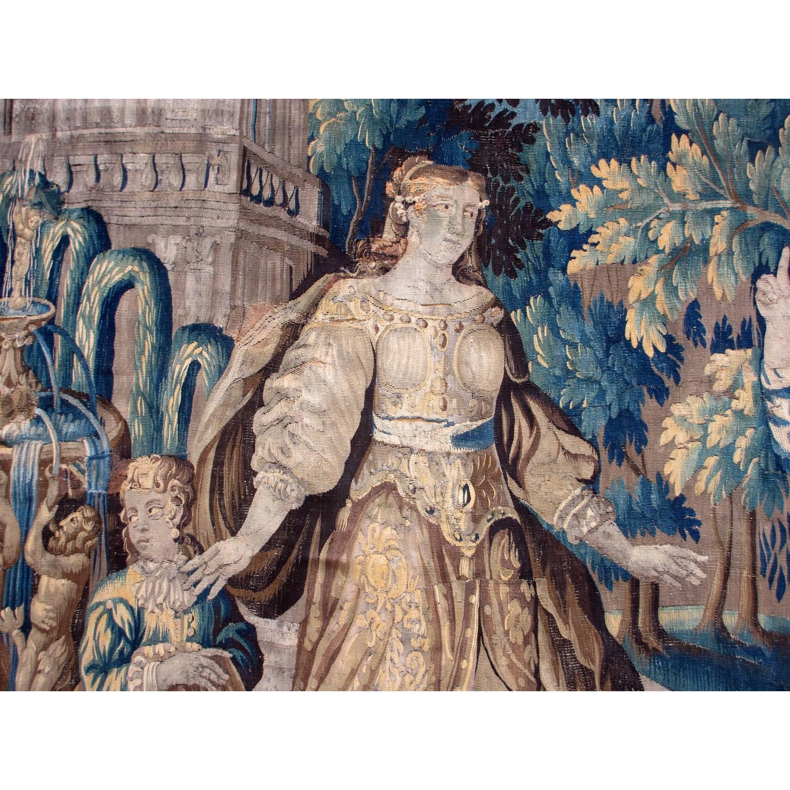 Großer flämischer Wandteppich im Barockstil des 17. bis 18. Jahrhunderts 