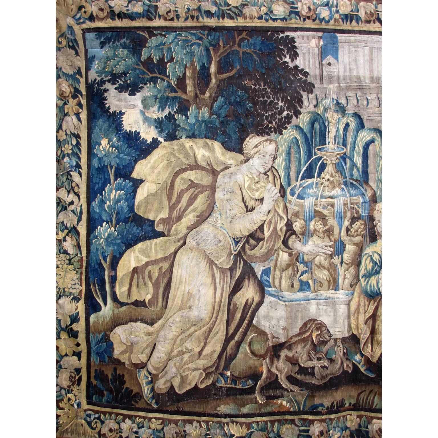 Belgian Large Flemish 17th-18th Century Baroque Figural Tapestry 