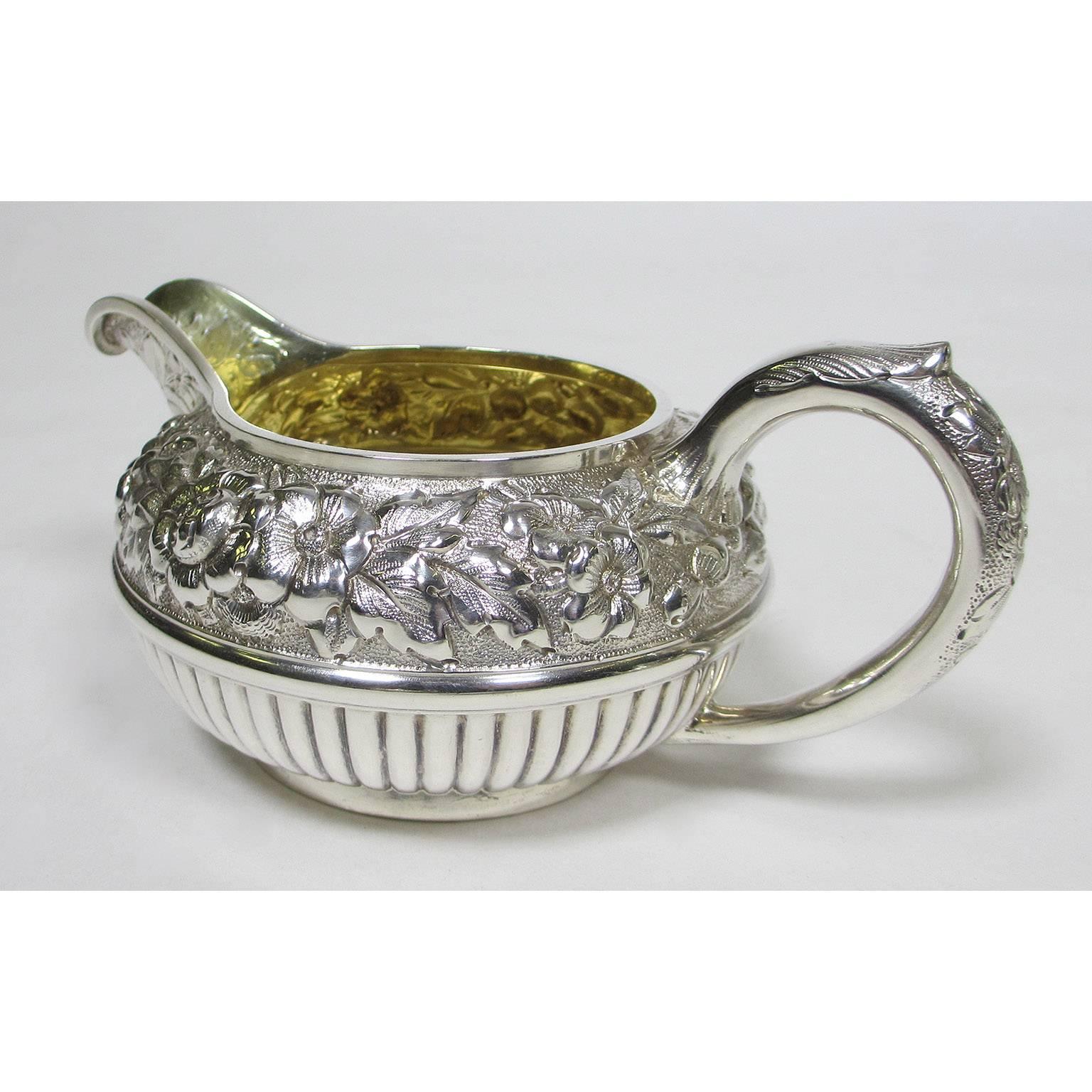 Geo C. Shreve & Co. a Finely Chased Six Piece Sterling Silver Tea and Coffee Set For Sale 1