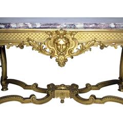 Fine French 19th Century Louis XV Style Giltwood Carved Center Table, Circa 1890