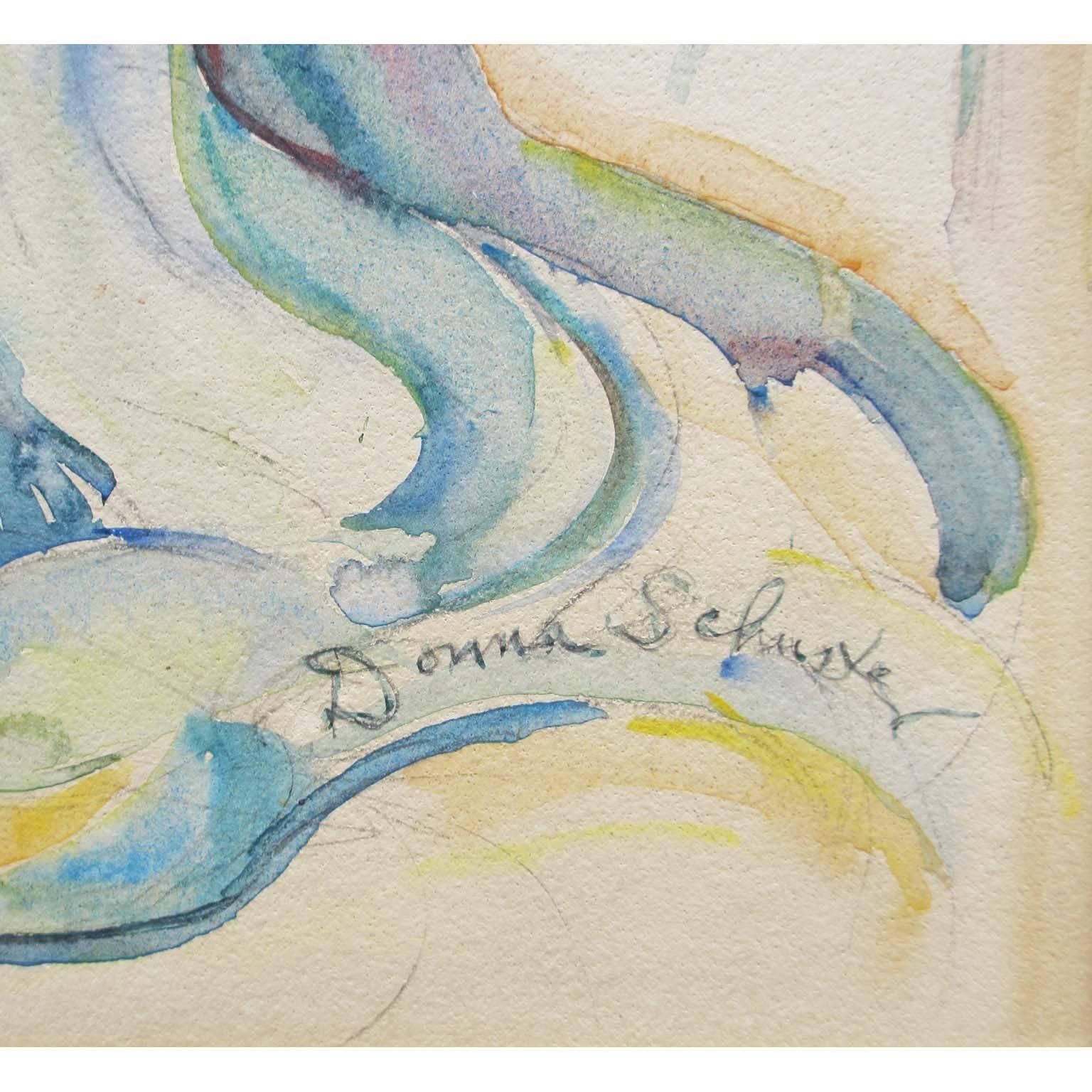 Donna Schuster Mutter und Kind Aquarell, Bleistift und Gouache im Zustand „Gut“ im Angebot in Los Angeles, CA