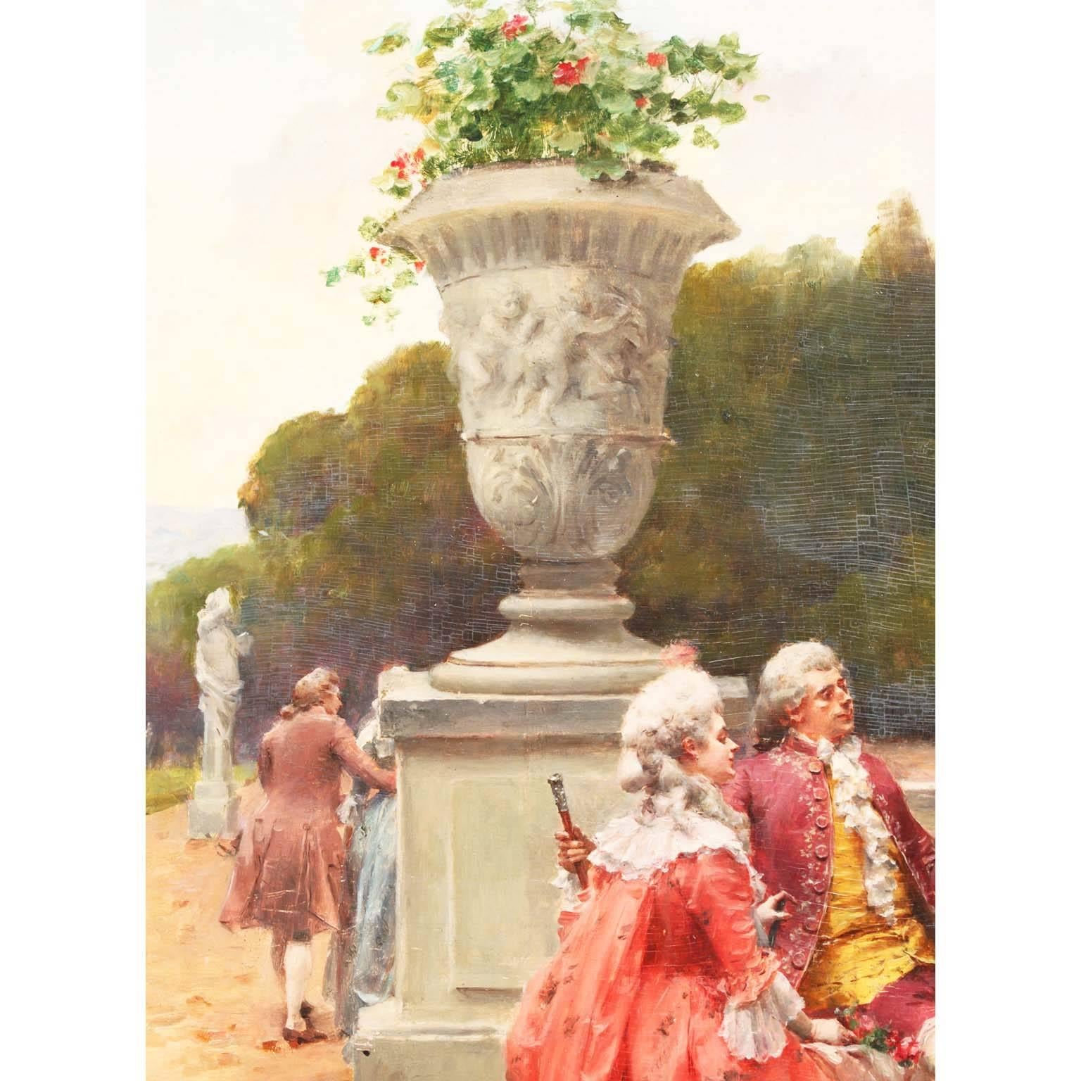 Henri Victor Lesur, Ölgemälde auf Tafel, „Park Poetry“, 19. Jahrhundert im Angebot 1