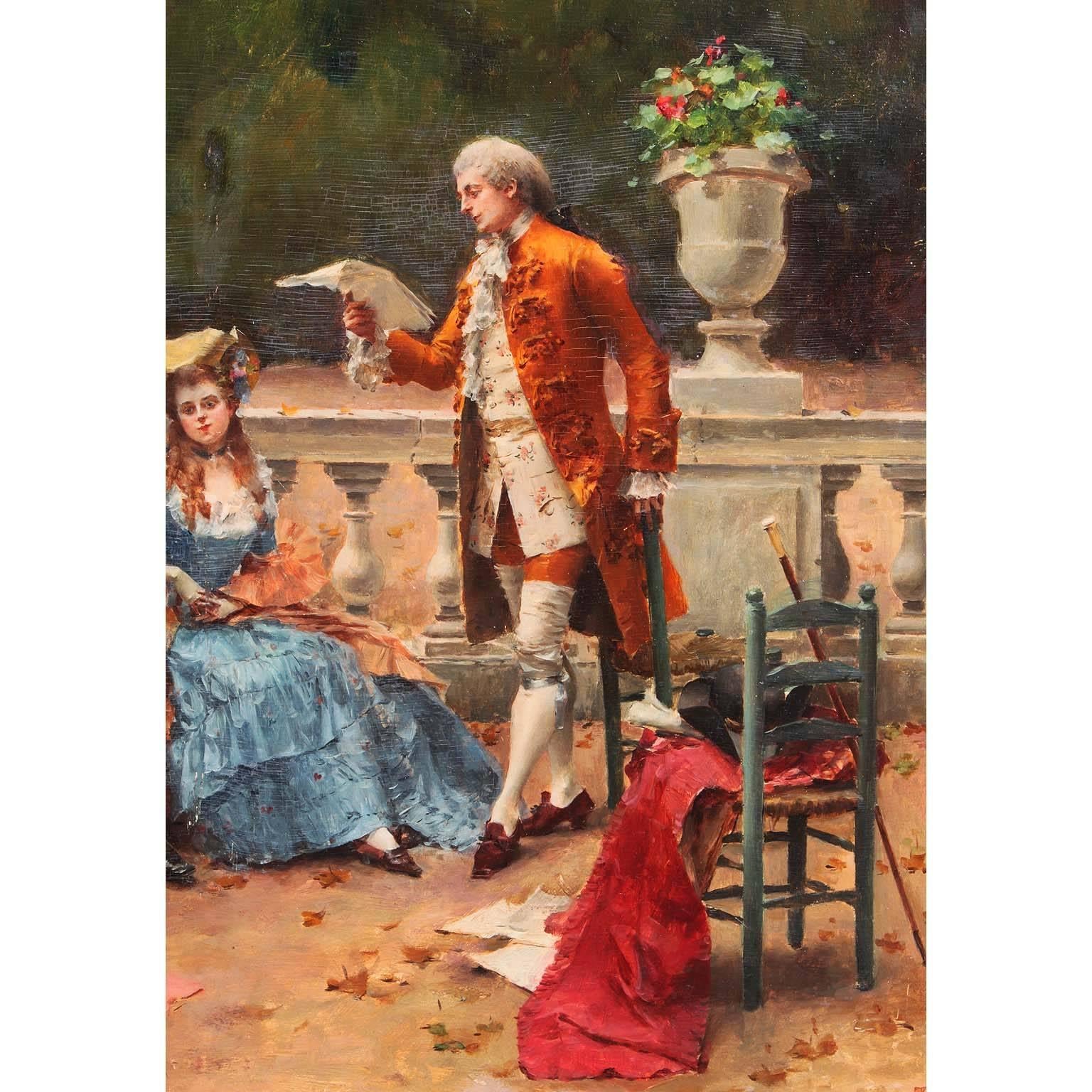 Rococo Henri Victor Lesur 19th Century Oil on Panel 