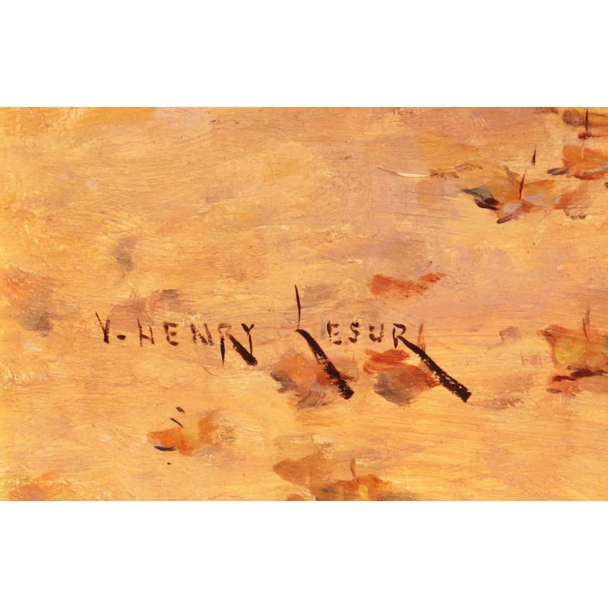 Henri Victor Lesur, Ölgemälde auf Tafel, „Park Poetry“, 19. Jahrhundert im Angebot 2