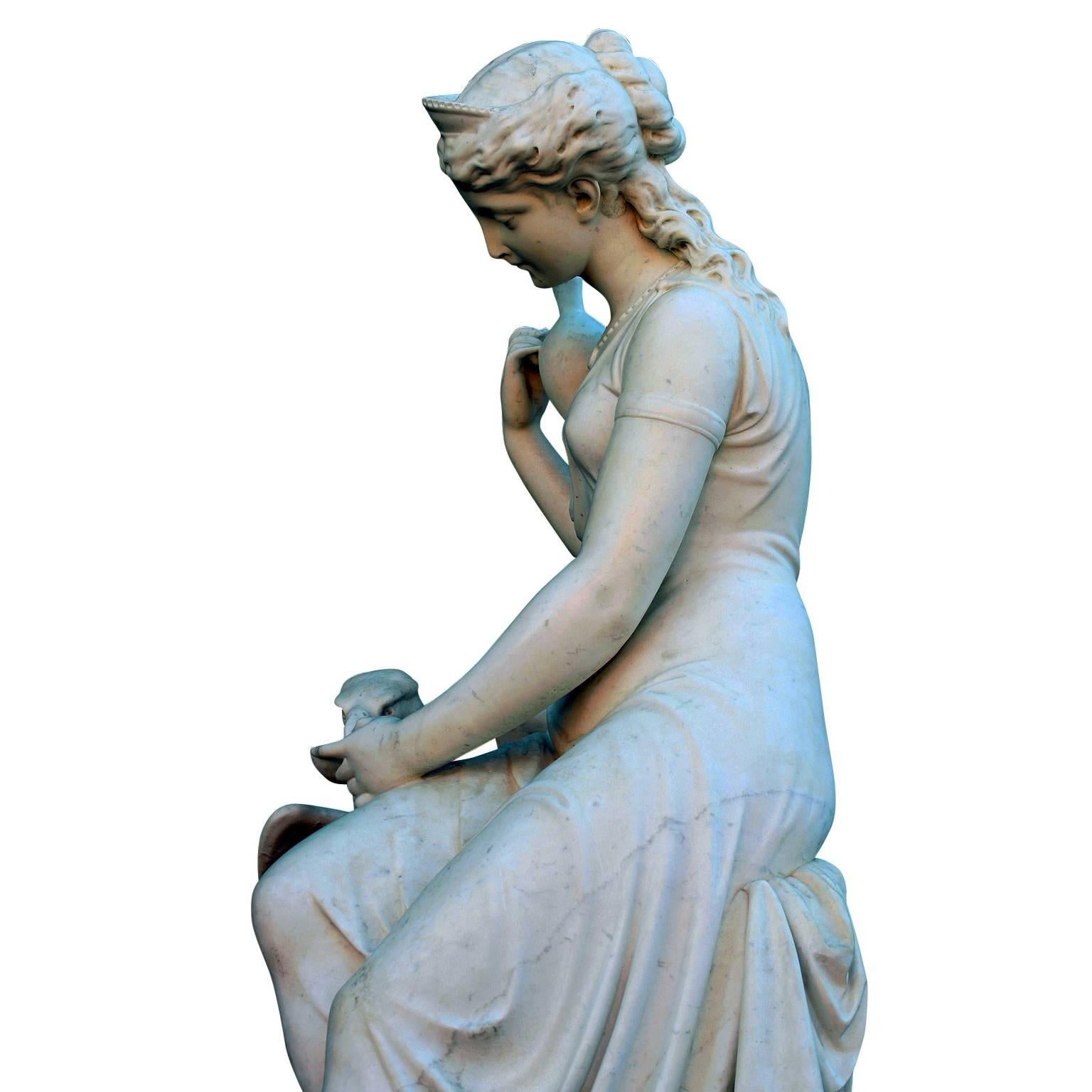 Groupe italien en marbre grandeur nature du XIXe siècle 