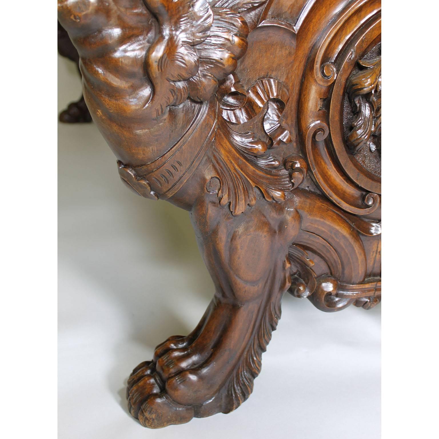 Large Italian 19th-20th Century Baroque Style Carved Walnut Tavern/Dining Table 4