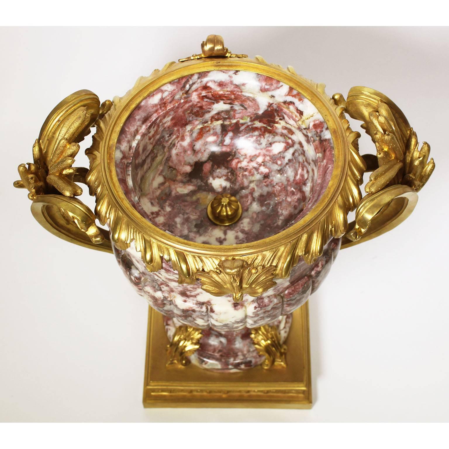 French 19th-20th Century Louis XV Style Ormolu-Mounted Marble Urn For Sale 1
