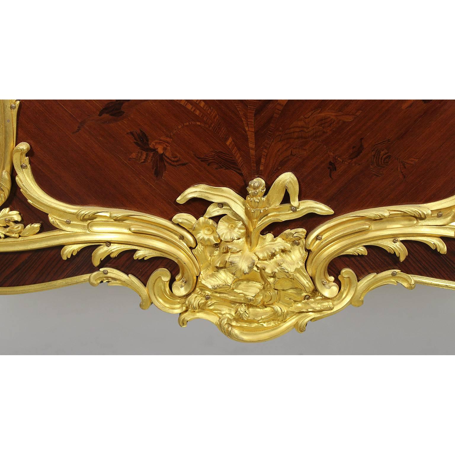 Fine Pair of 19th Century Louis XV Style Gilt Bronze-Mounted Commodes For Sale 2
