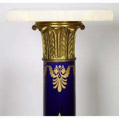 French Empire Napoleon III Sevres Porcelain Gilt Bronze Mounted & Onyx Pedestal