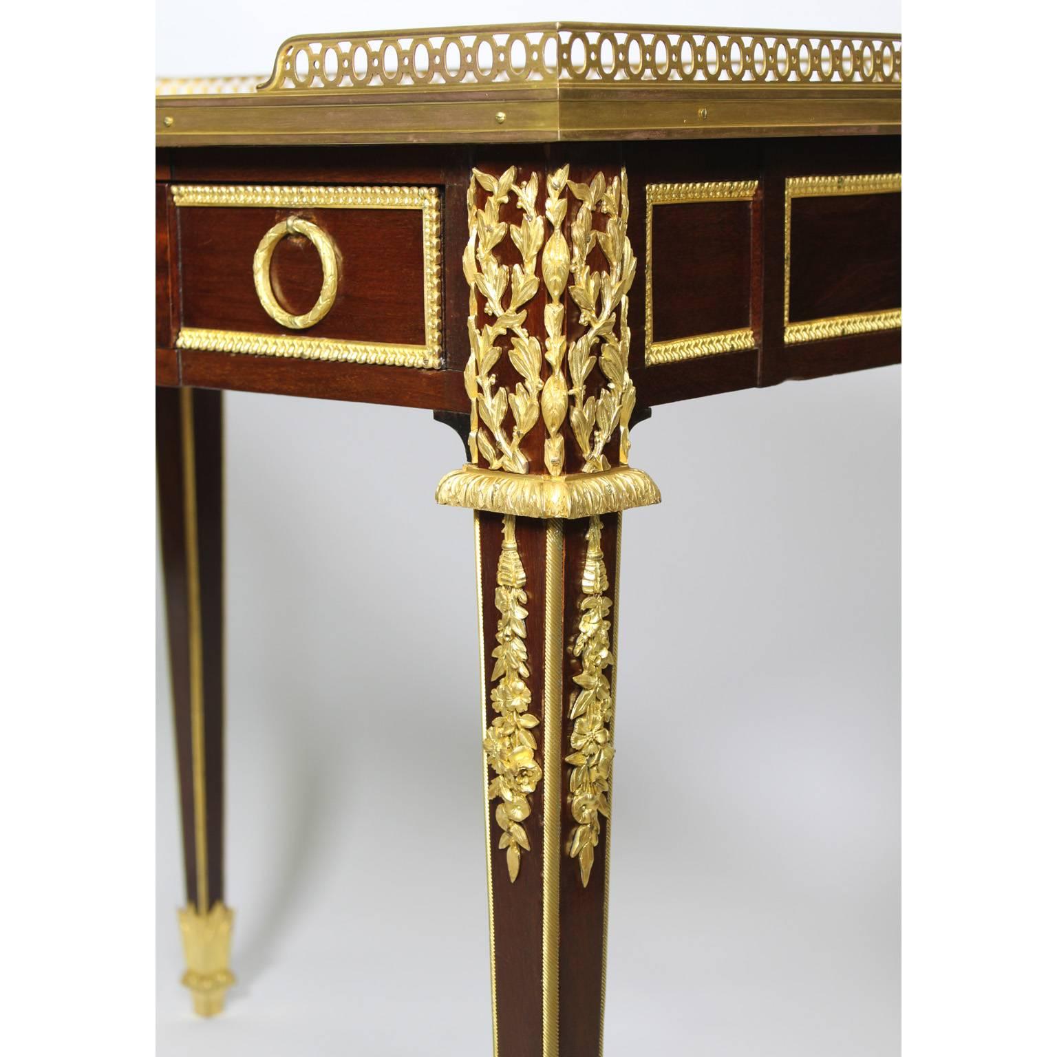 French 19th-20th Century Louis XVI Style Mahogany and Gilt-Bronze Mounted Table In Excellent Condition In Los Angeles, CA