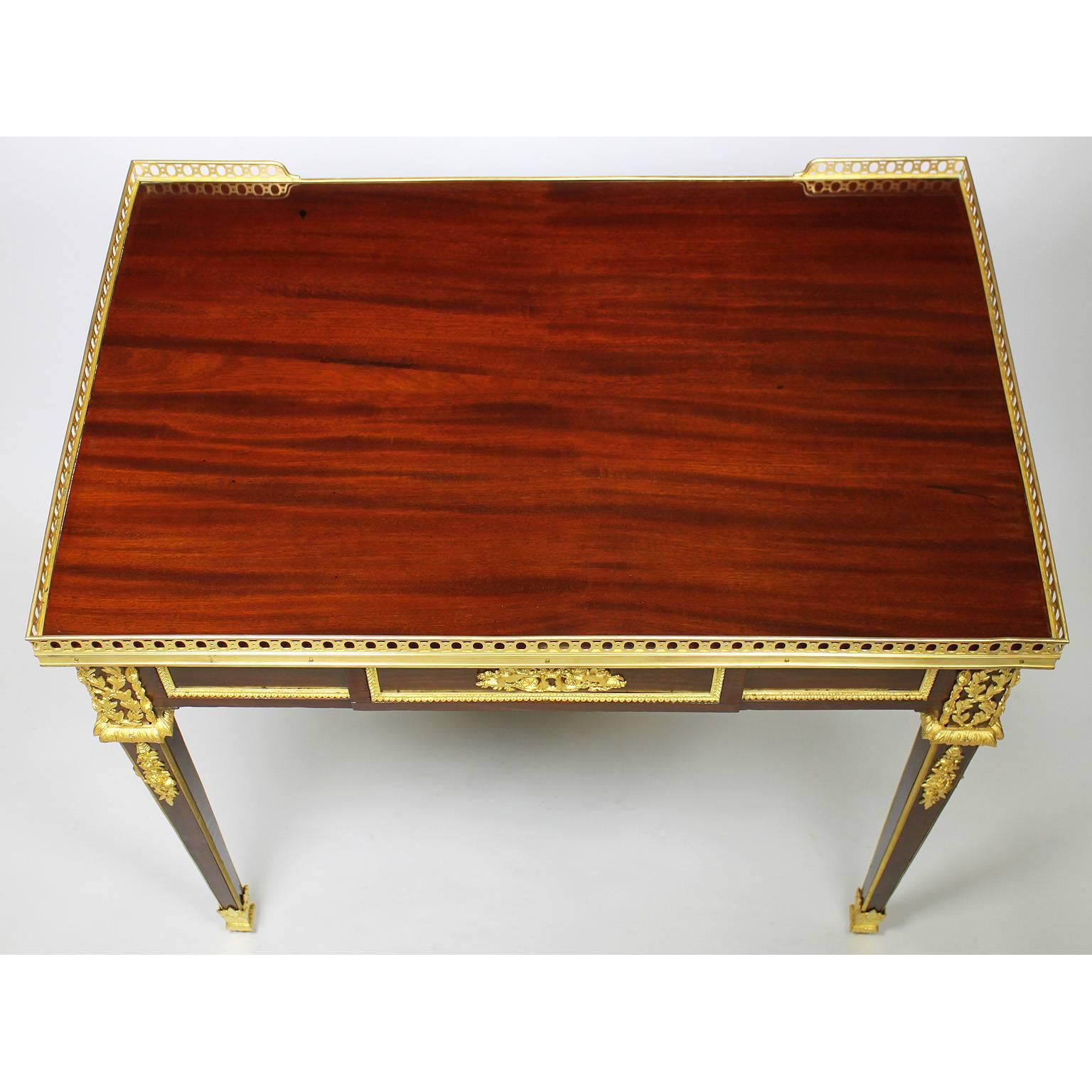 French 19th-20th Century Louis XVI Style Mahogany and Gilt-Bronze Mounted Table 2