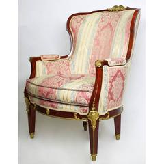 Coppia di Bergère francesi in stile Luigi XVI Belle Époque attribuite a Jansen