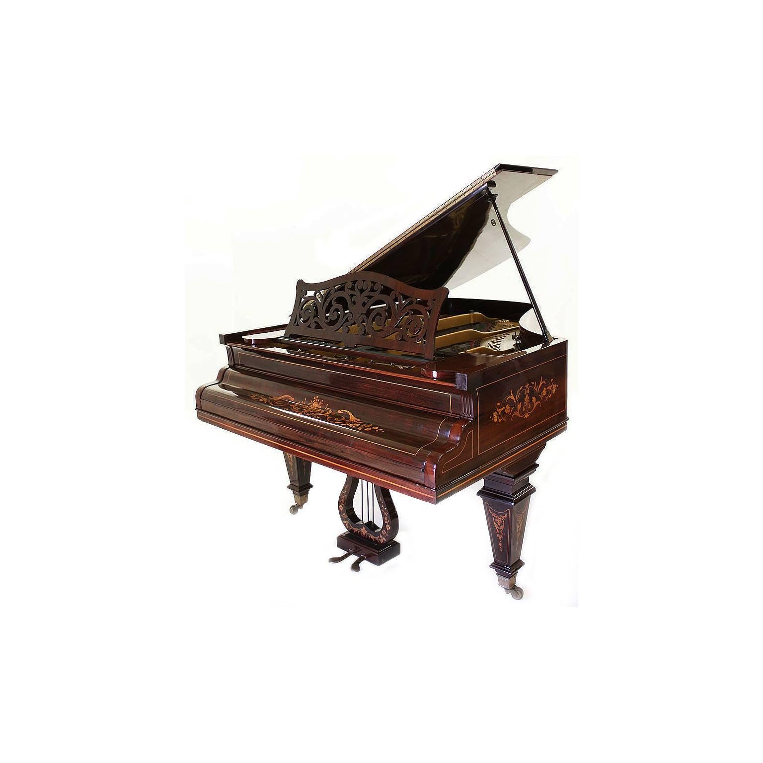 Bronze 19th Century Louis XIV Style Marquetry Baby Grand Piano by Collard & Collard For Sale