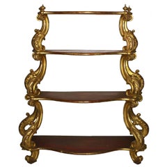 Antique Venetian 18th Century, Renaissance Style Shelved Gilt-Wood Carved Étagère Stand