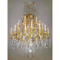 French 19th Century Louis XV Style Gilt-Bronze Crystal Chandelier Attr. Baccarat