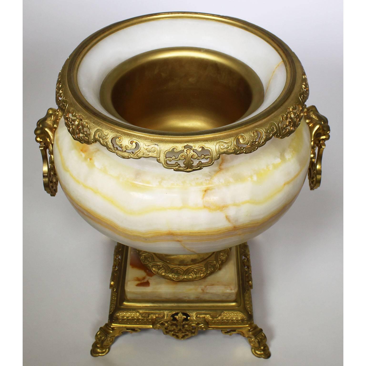 French 19th Century Onyx and Ormolu-Mounted Orientalist Urn, Attributed Eugène Cornu For Sale