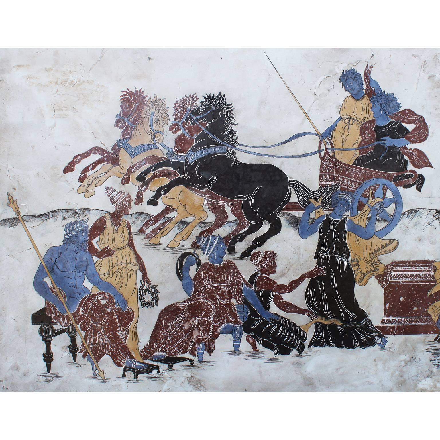 Plaque murale italienne Scagliola de style néoclassique et gréco-romain du XIXe-XXe siècle Bon état - En vente à Los Angeles, CA