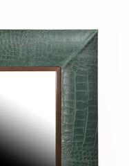 Vintage Thyme Embossed Croc Leather Framed Mirror with Bronze Detailing