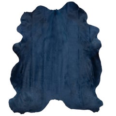 Navy Blue Contemporary Cow Hide Hair Rug