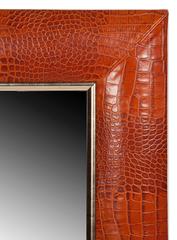 Contemporary Cogna Croc Leather Framed Mirror with Champagne Gold Detailing