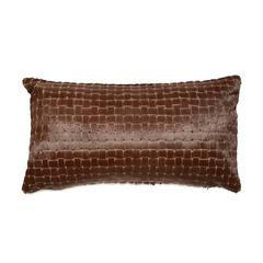 Chocolate Brown Laser Cut Cowhide Hair Lumbar Pillow