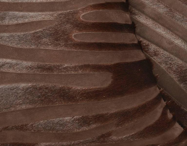 Contemporary Laser Cut Zebra Print Cowhide Hair Lumbar Pillow For Sale