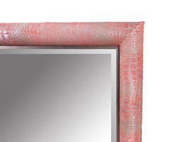 Croco Embossed Watermelon Hair-on hide Framed Mirror