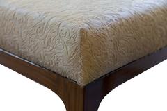 Pair of Mid-Century Modern Style Laser Cut Floral Pattern Cowhide Ottomans