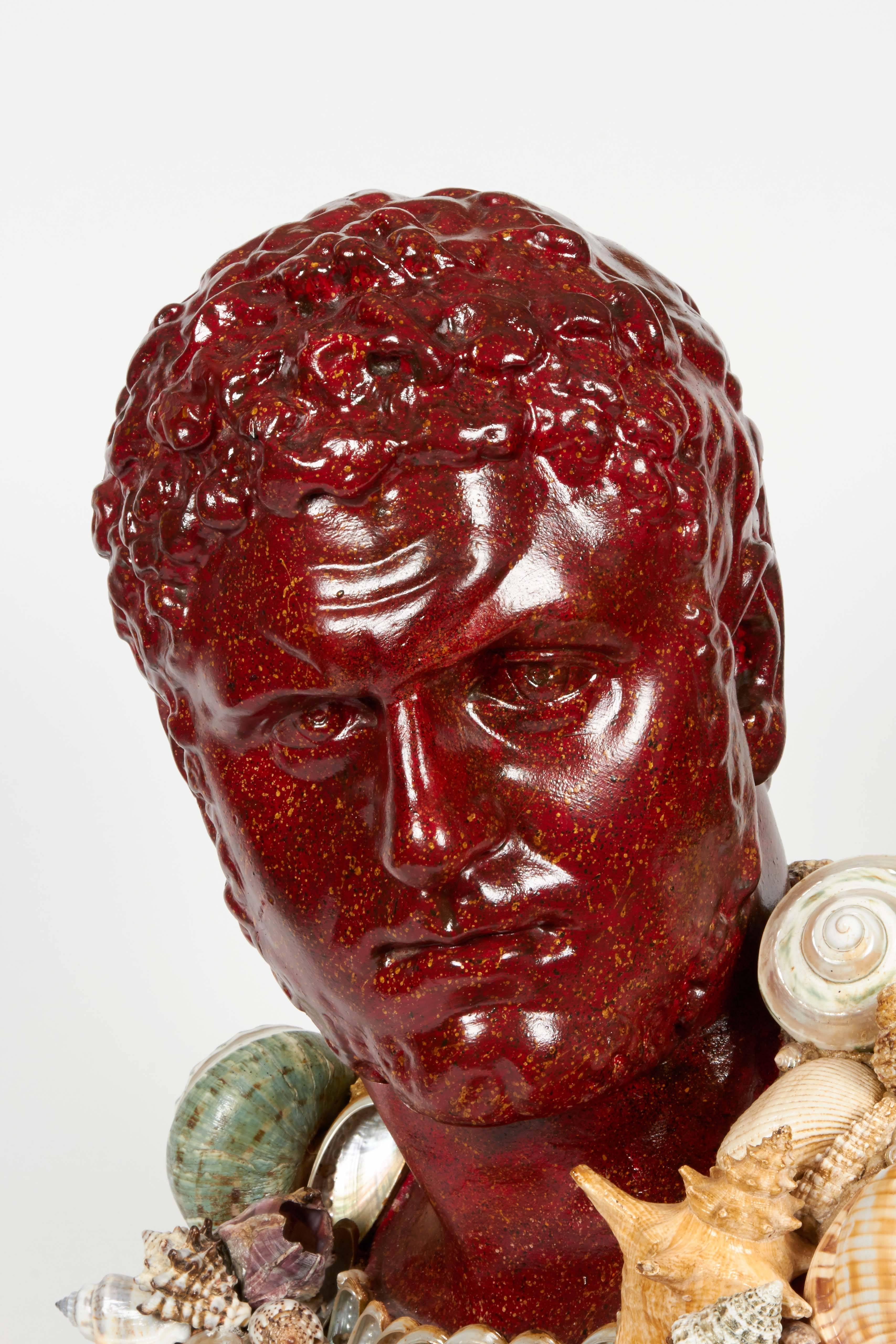 20th Century Faux Porphyry Seashell Bust of Caracalla after Anthony Redmile