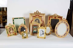 French Gilt Bronze Ormolu and Green Guilloche Enamel Picture Photo Frame
