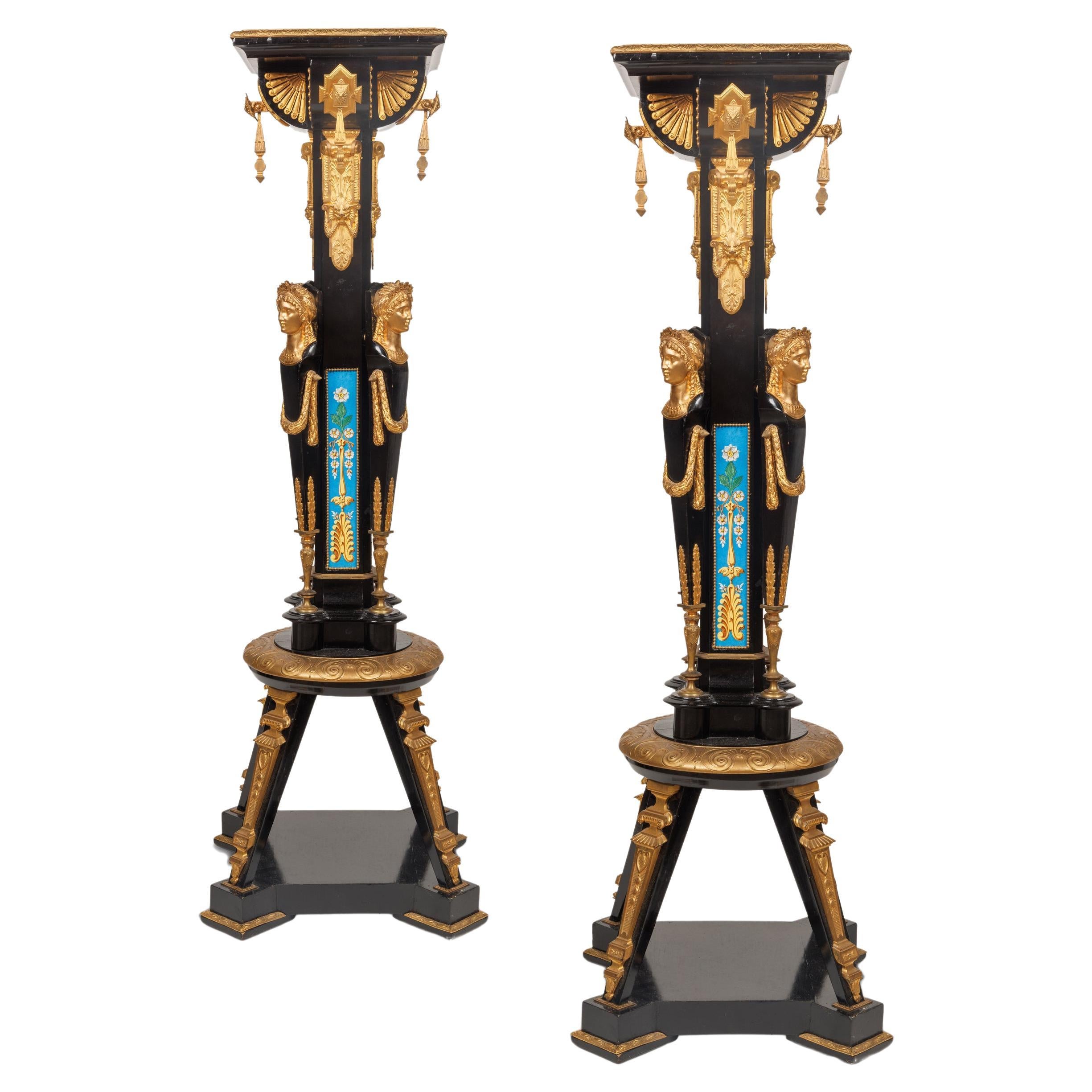 Charles-Guillame Diehl and Jean Brandely Museum Quality Neo-Grec Torchères, 1870 For Sale