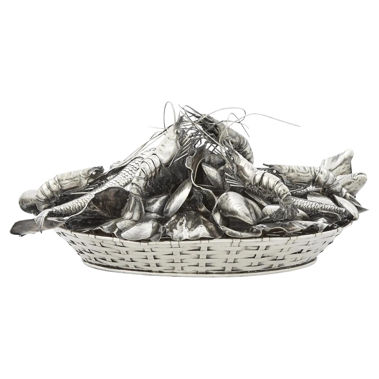 A Rare Mario Buccellati Italian Silver Nautical Marine Centerpiece Seafood Basket, circa 1950

Introducing a truly extraordinary treasure for collectors and connoisseurs alike: A Rare Mario Buccellati Silver Nautical Marine Centerpiece Seafood