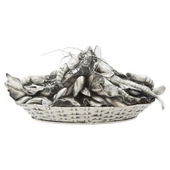 Rare Mario Buccellati Silver Nautical Marine Centerpiece Seafood Basket