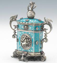 Rare French Silver Gem Set and Enamel Match Box Froment-Meurice circa 1848 Paris