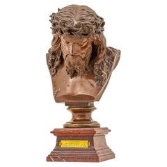 Exceptionnel buste français en bronze représentant le Christ, œuvre d'Auguste Clésinger Poussielgue Rusand