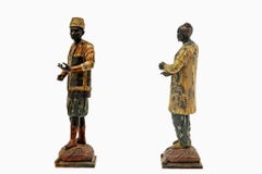 Exceptional Pair of 19th Century Orientalist Moorish Polychrome Bronze Figures