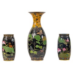 Important Japanese Cloisonne Enamel Garniture Attributed to Goto Seizaburo
