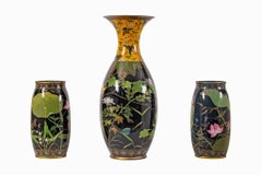 Important Japanese Cloisonne Enamel Garniture Attributed to Goto Seizaburo