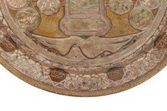 Exceptionnelle assiette de présentation biblique de style judaïque, provenant de Damas, en métaux mélangés, datant d'environ 1900
