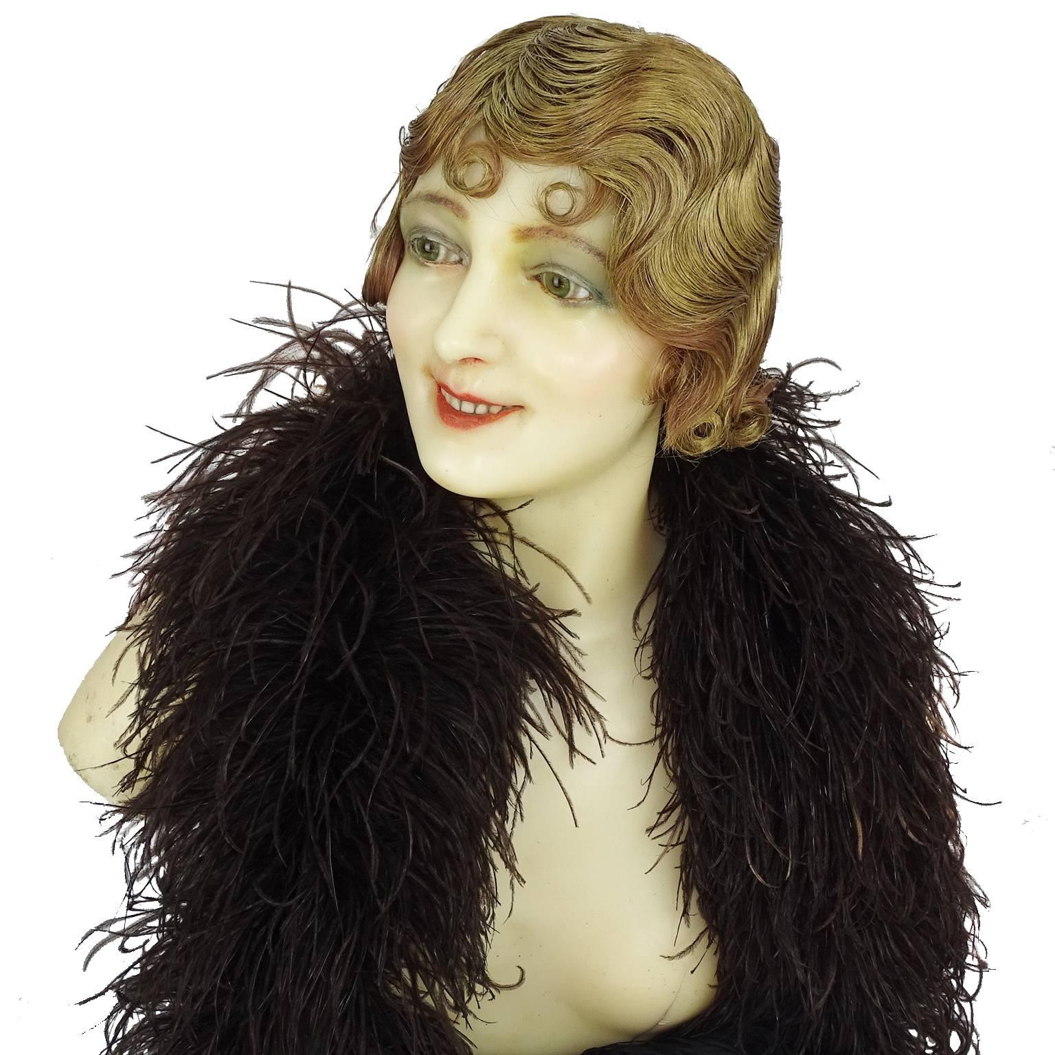 1900s French Wax Bust Head Display Mannequin Doll Flapper  In Excellent Condition In London, GB