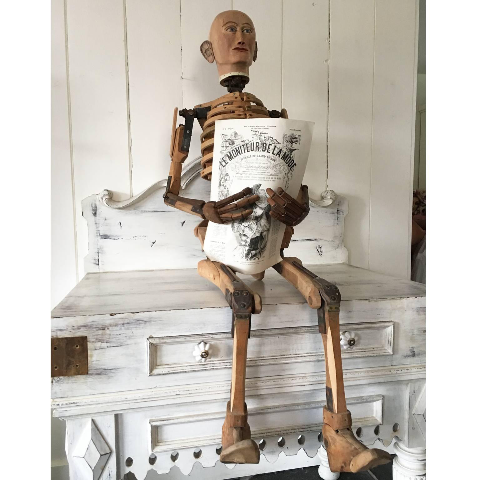 19th Century Very Rare Articulated Model Mannequin Artist Lay Figure Skeleton  2