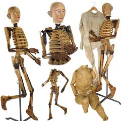 19th Century Very Rare Articulated Model Mannequin Artist Lay Figure Skeleton 
