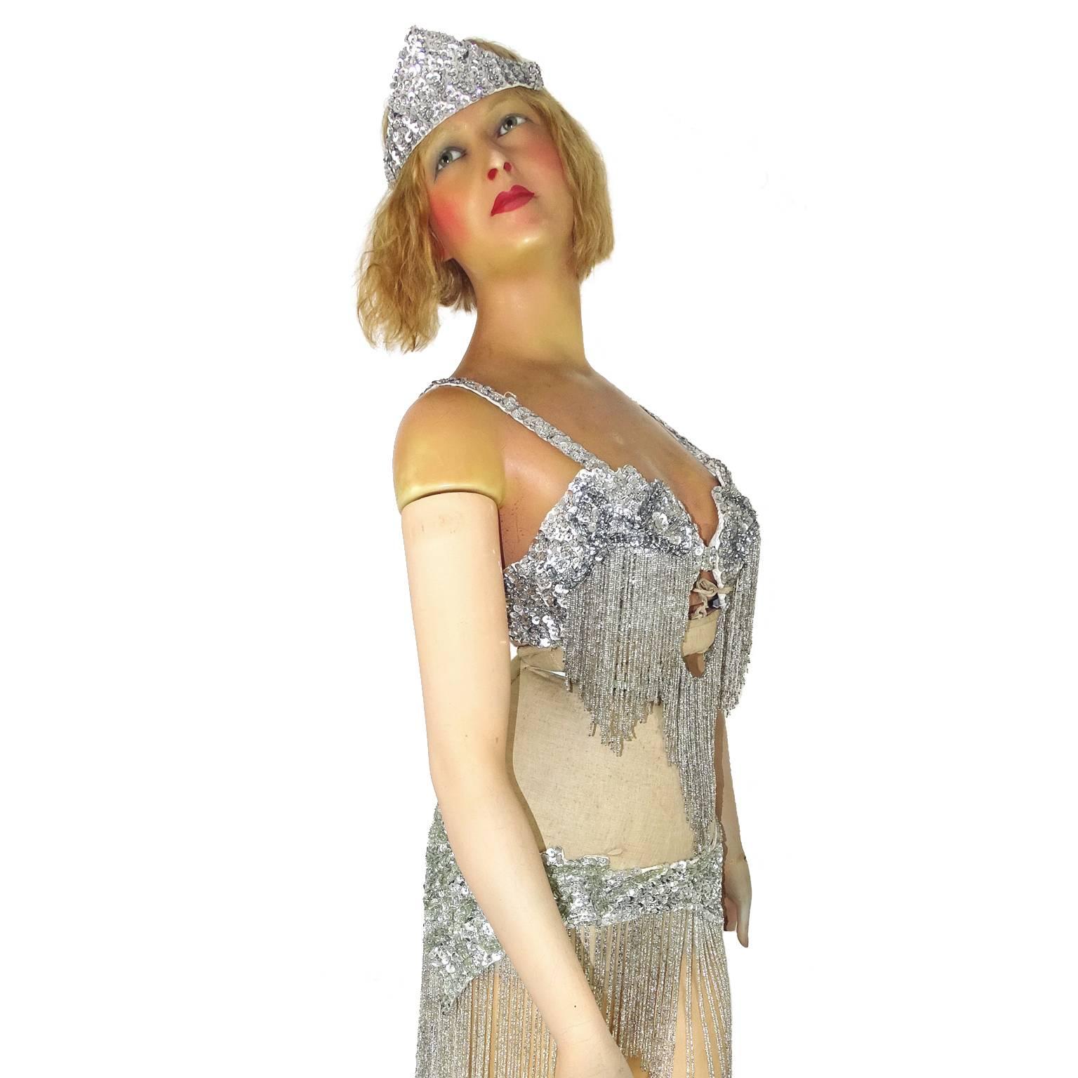 1910 French P. Imans Full-Size Wax Mannequin Bust Doll For Sale 1