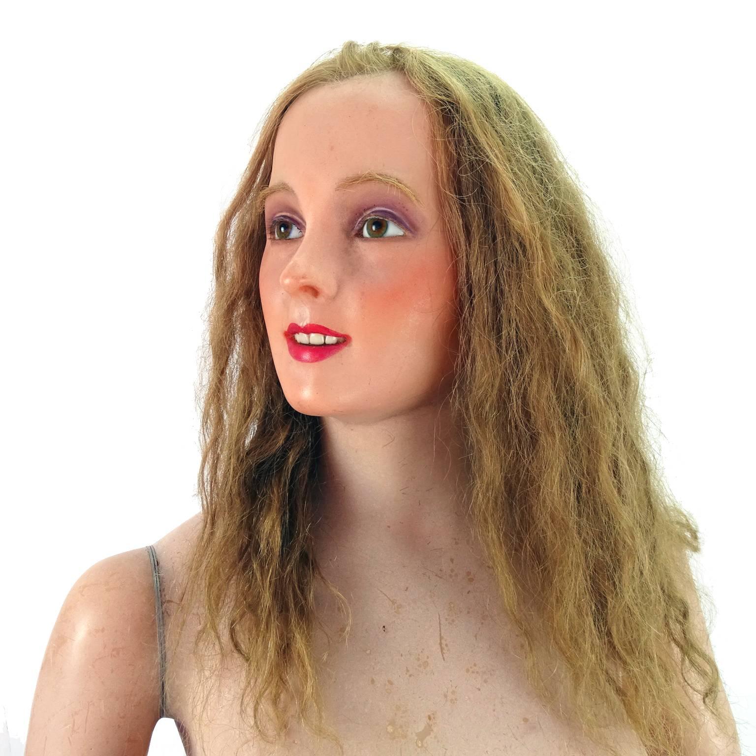 1906 Rare Gems Custom Made Full-Size Wax Mannequin Implanted Hair Glass Eyes For Sale 1
