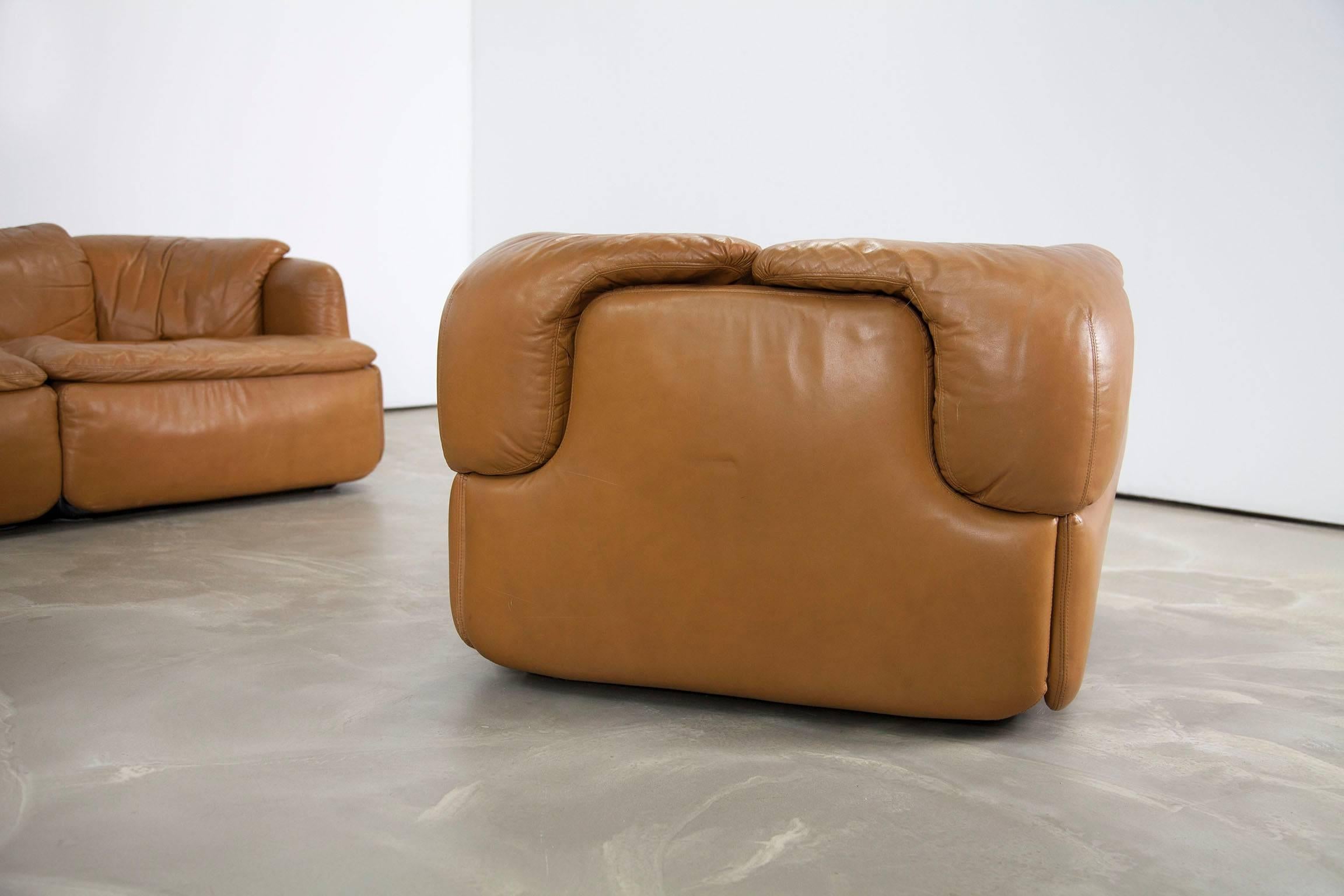 Leather Seating Group Sofa and Chair by Alberto Rosselli Confidential by Saporiti Italia